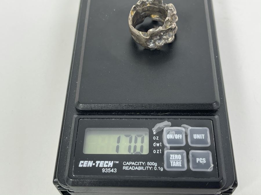 Vintage Sterling Silver Modernist Ring Size 6 Signed Gusterman's 17g [Photo 9]