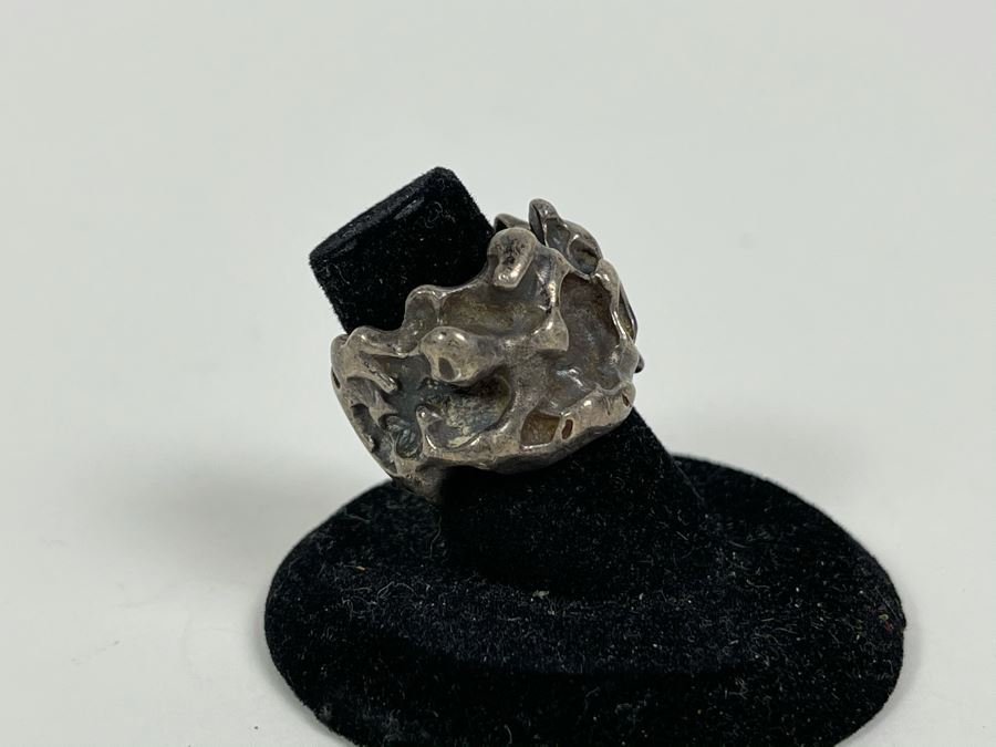 Vintage Sterling Silver Modernist Ring Size 6 Signed Gusterman's 17g [Photo 4]