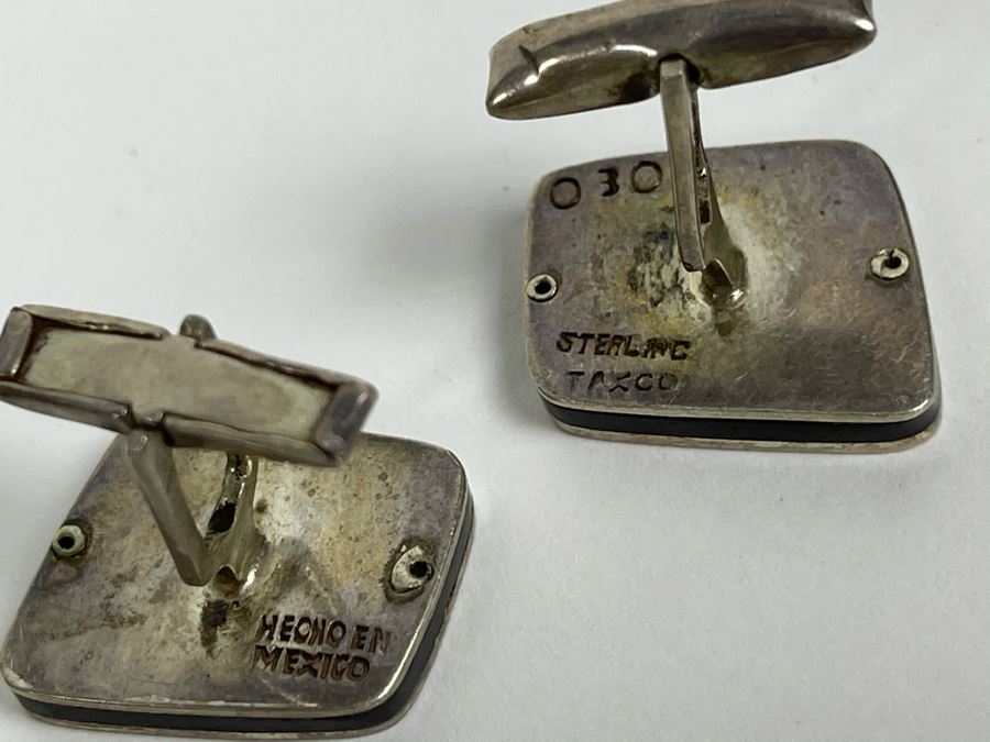 Three Pairs Of Men's Mid-Century Sterling Silver Cufflinks 39.8g [Photo 6]