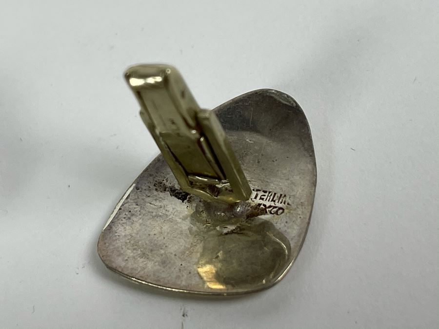 Three Pairs Of Men's Mid-Century Sterling Silver Cufflinks 39.8g [Photo 5]