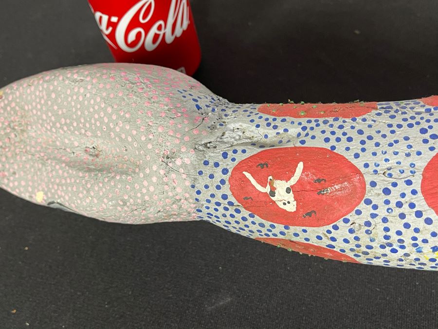 Large Hand Painted Mexican Organic Wooden Snake 46W X 22D X 14H [Photo 7]