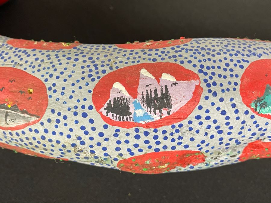 Large Hand Painted Mexican Organic Wooden Snake 46W X 22D X 14H [Photo 9]