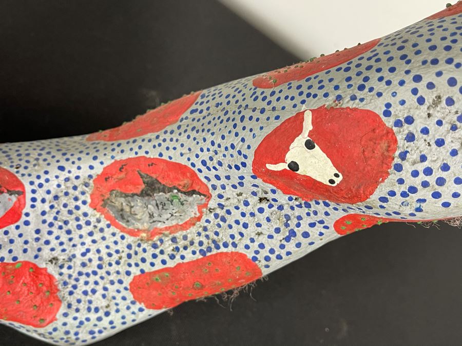 Large Hand Painted Mexican Organic Wooden Snake 46W X 22D X 14H [Photo 11]