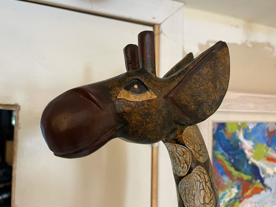 Pair Of Tall Contemporary Giraffe Animal Figures Statues Decor (Light - Not Wooden) 75H And 60H [Photo 4]