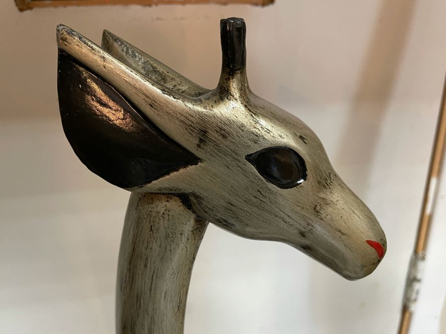 Pair Of Tall Contemporary Giraffe Animal Figures Statues Decor (Light - Not Wooden) 75H And 60H [Photo 7]