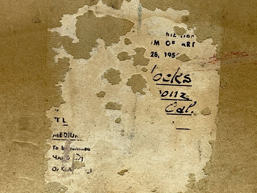 Original Signed Fred Hocks (1886-1981) Painting On Canvas Board 24 X 30 (Ferdinand Hocks) - Faded Tag On Back Indicates 1950s Painting Featured In The Museum Of Art Exhibit - Board Is Warped In One Corner With Damage As Shown In Photos [Photo 16]