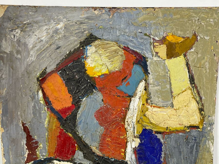 Original Signed Fred Hocks (1886-1981) Painting On Canvas Board 24 X 30 (Ferdinand Hocks) - Faded Tag On Back Indicates 1950s Painting Featured In The Museum Of Art Exhibit - Board Is Warped In One Corner With Damage As Shown In Photos [Photo 3]