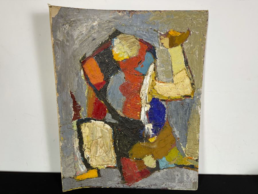 Original Signed Fred Hocks (1886-1981) Painting On Canvas Board 24 X 30 (Ferdinand Hocks) - Faded Tag On Back Indicates 1950s Painting Featured In The Museum Of Art Exhibit - Board Is Warped In One Corner With Damage As Shown In Photos [Photo 7]