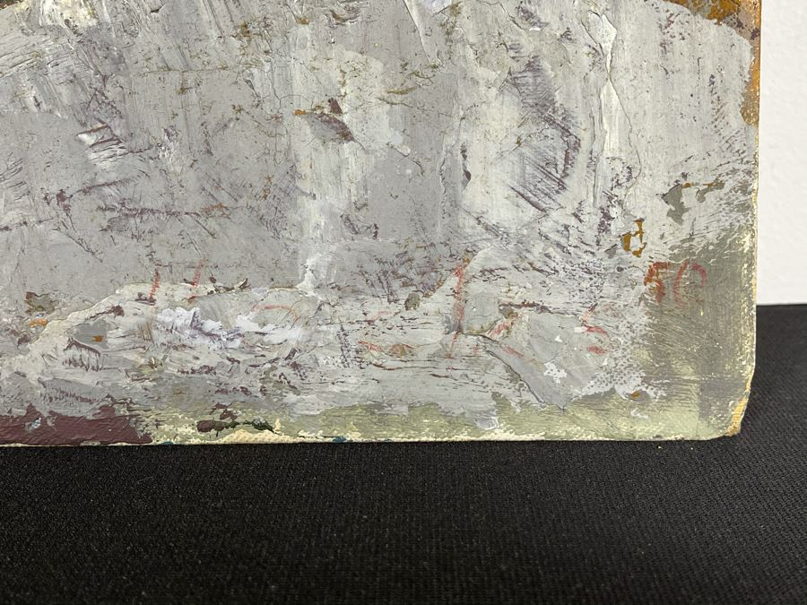 Original Signed Fred Hocks (1886-1981) Painting On Canvas Board 24 X 30 (Ferdinand Hocks) - Faded Tag On Back Indicates 1950s Painting Featured In The Museum Of Art Exhibit - Board Is Warped In One Corner With Damage As Shown In Photos [Photo 6]