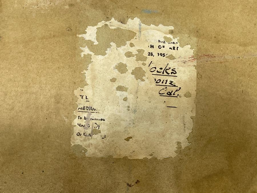 Original Signed Fred Hocks (1886-1981) Painting On Canvas Board 24 X 30 (Ferdinand Hocks) - Faded Tag On Back Indicates 1950s Painting Featured In The Museum Of Art Exhibit - Board Is Warped In One Corner With Damage As Shown In Photos [Photo 15]