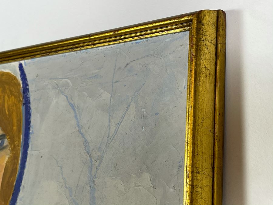 Original Fred Hocks (1886-1981) Painting On Canvas Titled 'Harlequinesque' 36 X 50 (Ferdinand Hocks) - Painting Featured In The 1976 Retrospective Work At The San Diego Museum Of Art (Gallery Tag On Back Of Painting) [Photo 15]