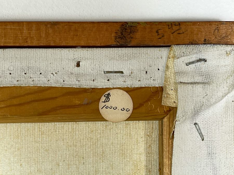 Original Fred Hocks (1886-1981) Painting On Canvas Titled 'Harlequinesque' 36 X 50 (Ferdinand Hocks) - Painting Featured In The 1976 Retrospective Work At The San Diego Museum Of Art (Gallery Tag On Back Of Painting) [Photo 20]