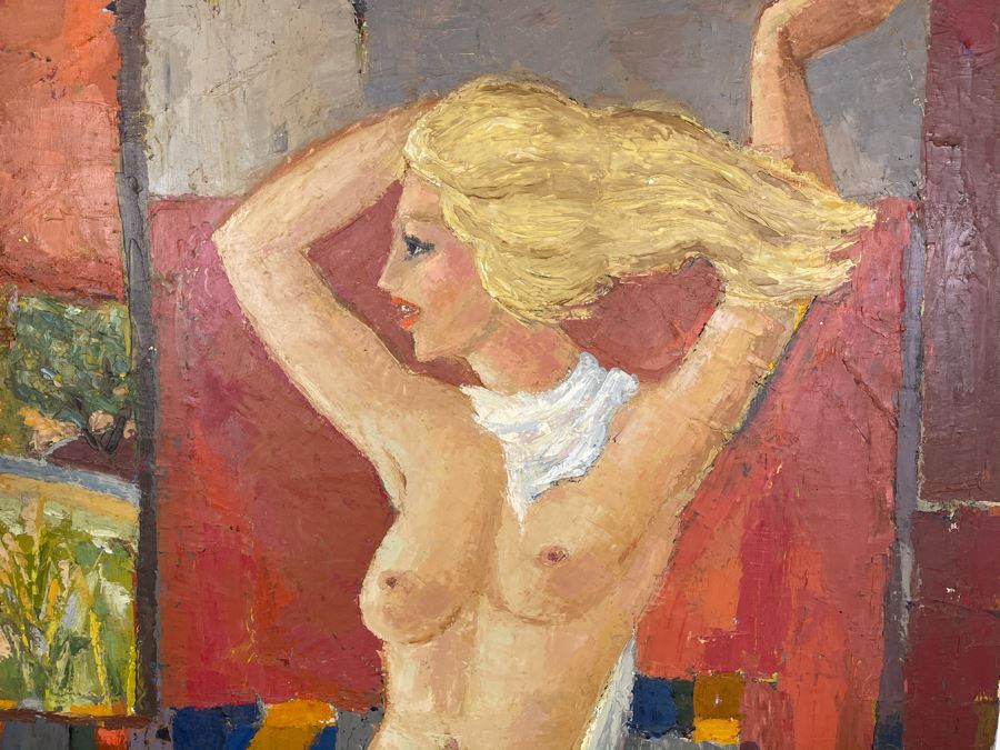 Original Mid-Century Nude Painting On Canvas Unsigned Attributed To Fred Hocks (Client Was Friends With Artist) 30W X 40H [Photo 4]