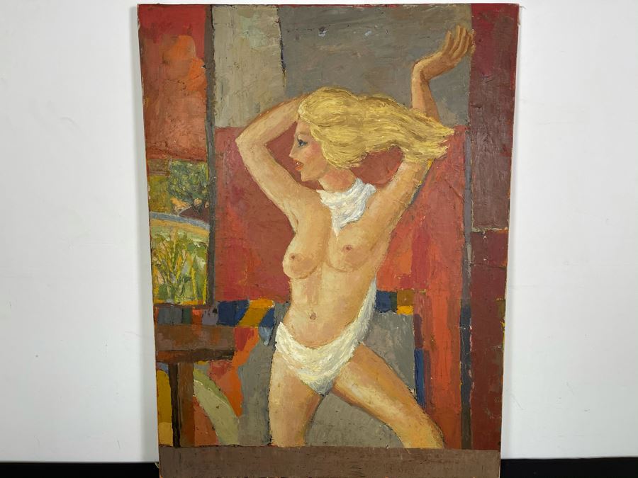 Original Mid-Century Nude Painting On Canvas Unsigned Attributed To Fred Hocks (Client Was Friends With Artist) 30W X 40H [Photo 2]