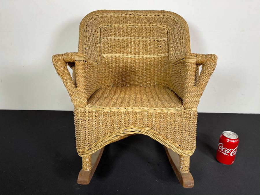 Antique Child's Wooven Rocking Chair 18W X 23D X 22H
