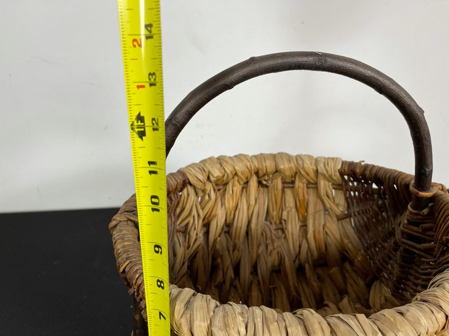 Vintage Woven Basket With Tree Branch Handle 14W X 14H [Photo 10]