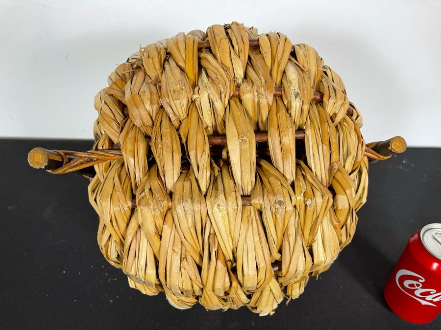 Vintage Woven Basket With Tree Branch Handle 14W X 14H [Photo 8]