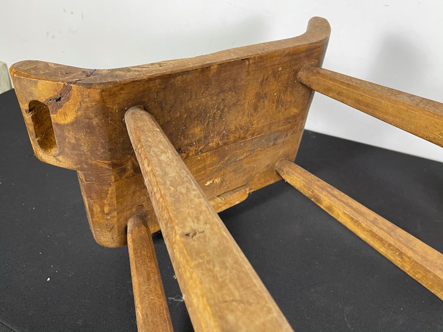 Antique Wooden Birthing Chair (Chair Has Been Repaired With Steel Bar Attaching Back To Seat) 18.5W X 11D X 40H [Photo 11]