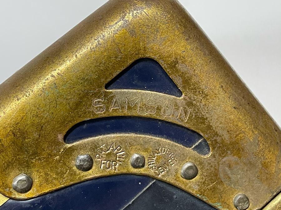 JUST ADDED - Oversized Vintage Metal Samson Steamer Trunk With Original Inserts Trays 36W X 21D X 22H [Photo 12]