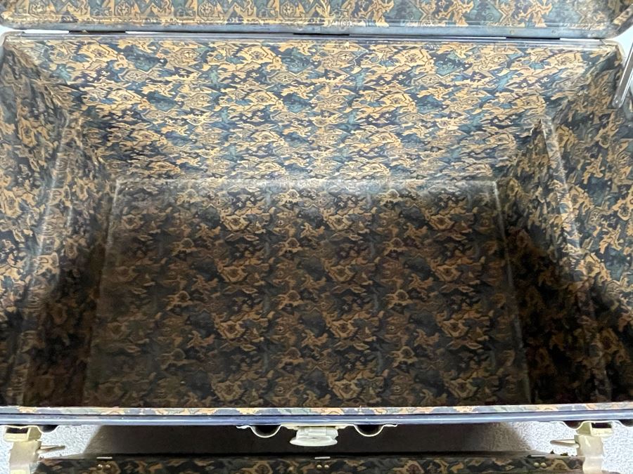 JUST ADDED - Oversized Vintage Metal Samson Steamer Trunk With Original Inserts Trays 36W X 21D X 22H [Photo 5]