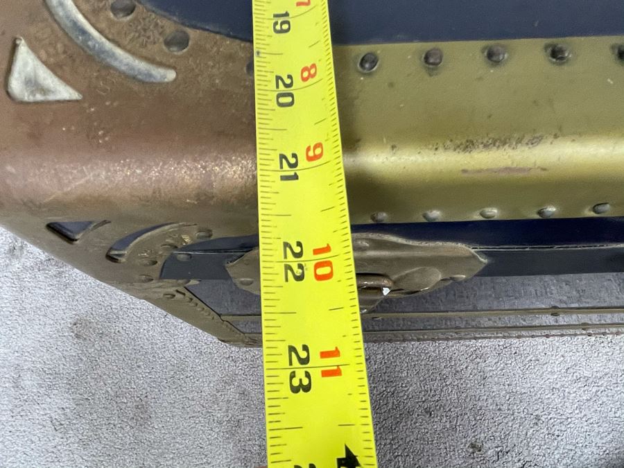 JUST ADDED - Oversized Vintage Metal Samson Steamer Trunk With Original Inserts Trays 36W X 21D X 22H [Photo 19]