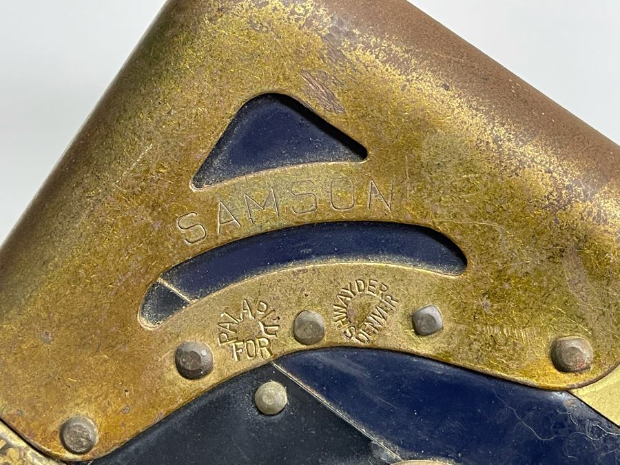 JUST ADDED - Oversized Vintage Metal Samson Steamer Trunk With Original Inserts Trays 36W X 21D X 22H [Photo 10]