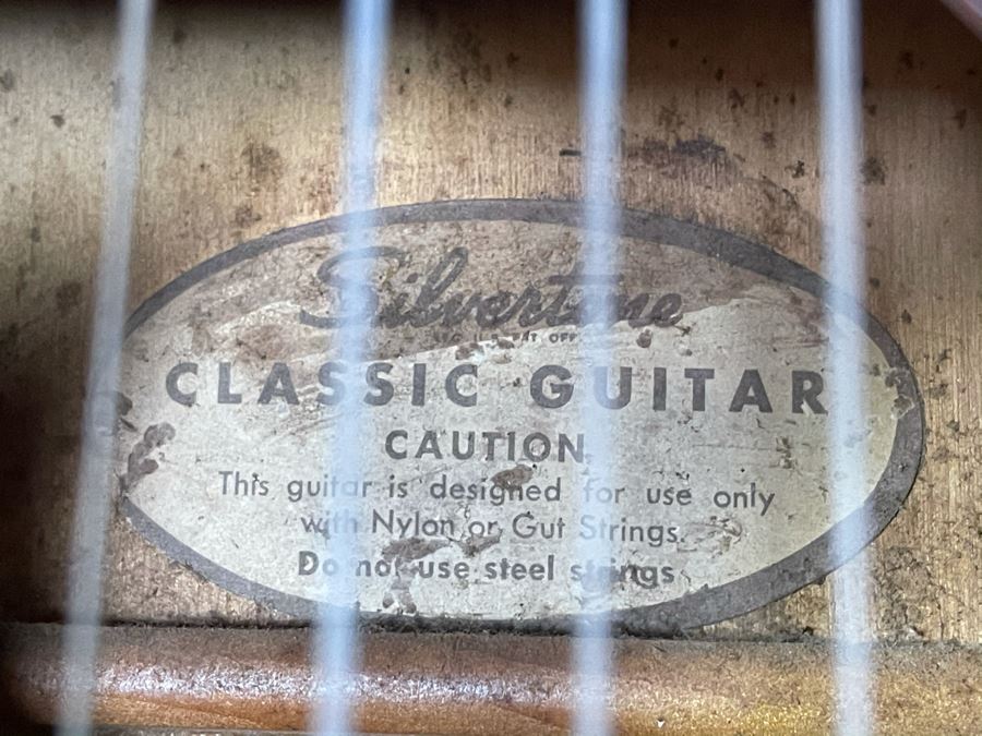 Vintage SEARS Silvertone Classic Guitar Nylon Strings With Case And Pair Of Learn Guitar Books [Photo 6]