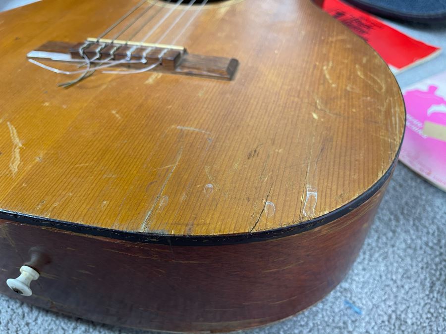 Vintage SEARS Silvertone Classic Guitar Nylon Strings With Case And Pair Of Learn Guitar Books [Photo 14]