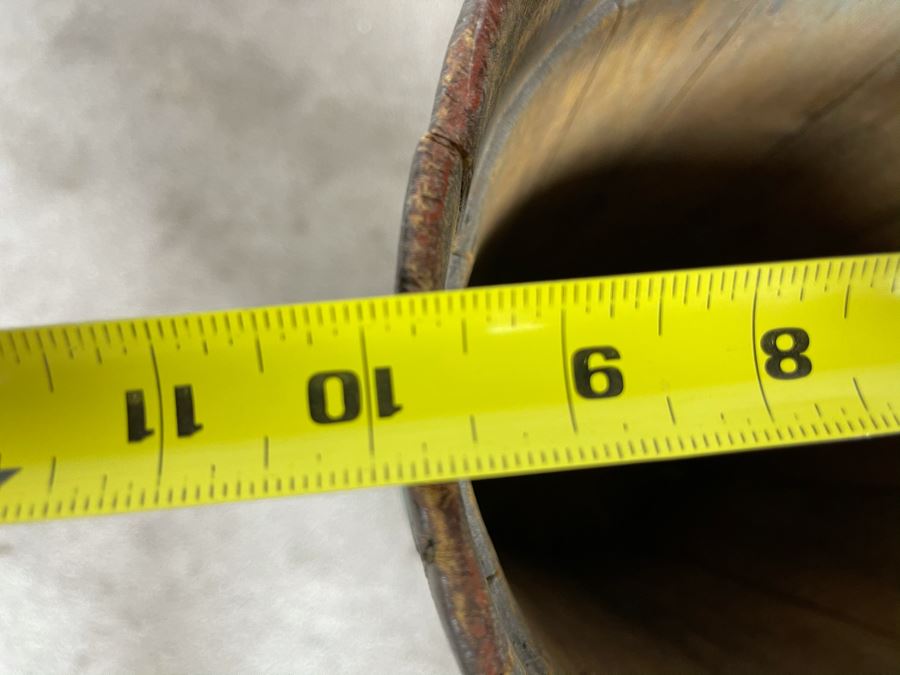 Antique Primitive Hand Painted Wooden Umbrella Stand Floor Vase 10W X 28H [Photo 10]