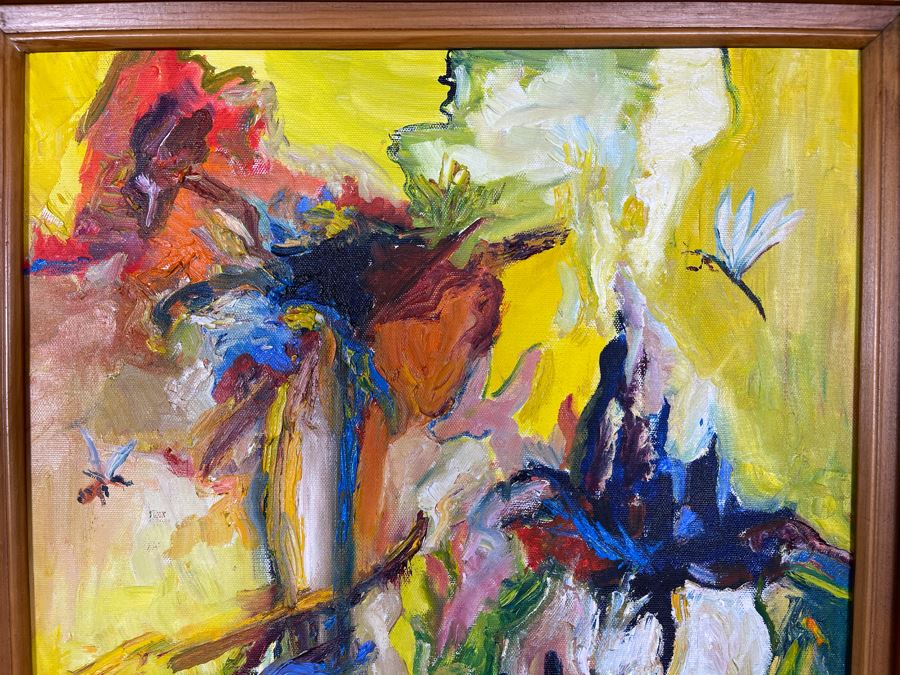 Original Joan Lohrey Framed Signed Abstract Painting On Canvas 16 X 20 [Photo 3]