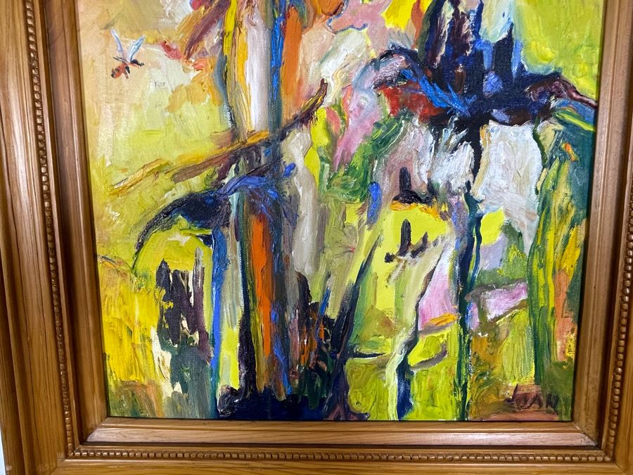 Original Joan Lohrey Framed Signed Abstract Painting On Canvas 16 X 20 [Photo 8]