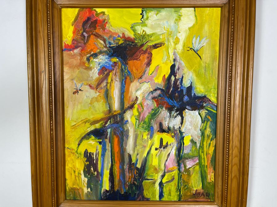 Original Joan Lohrey Framed Signed Abstract Painting On Canvas 16 X 20 [Photo 2]