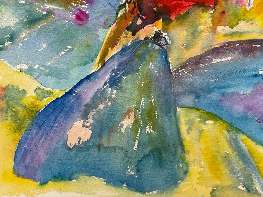 Original Joan Lohrey Butterflies Watercolor Painting On Paper Unsigned 29 X 22 [Photo 6]