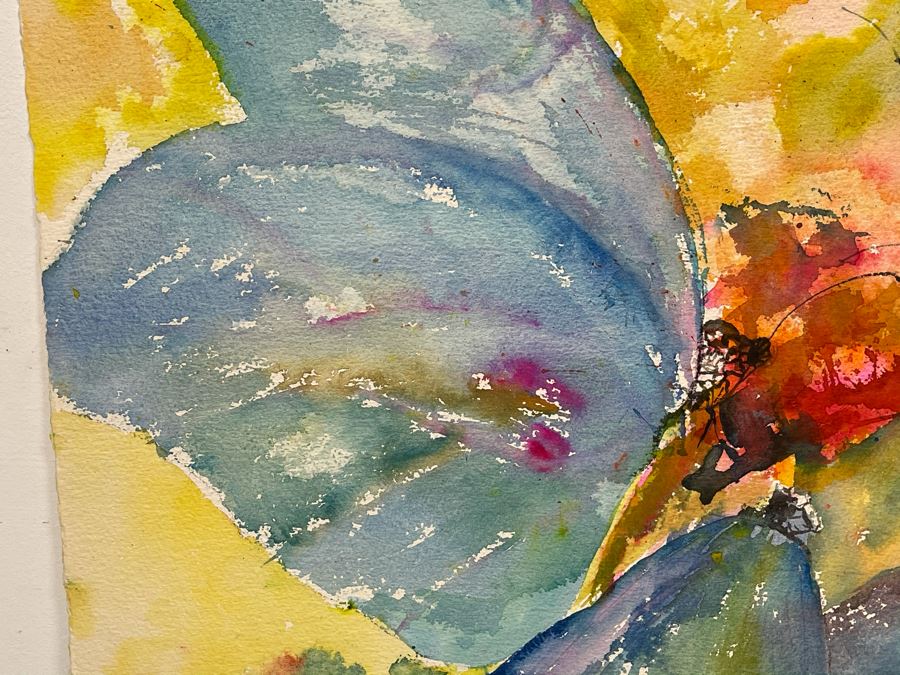 Original Joan Lohrey Butterflies Watercolor Painting On Paper Unsigned 29 X 22 [Photo 8]