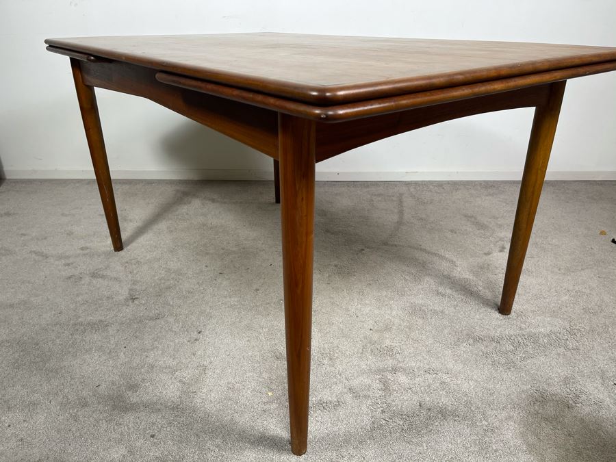 Mid-Century Danish Modern Teak Dining Table With Built-In Leaves Imported By Edgaard Inc Los Angeles, CA 55W (W/O Leaves) X 35D X 29H (Built-In Leaves Extend Table 38') [Photo 13]