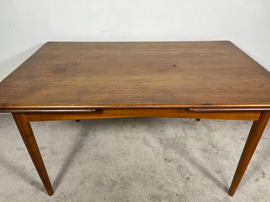 Mid-Century Danish Modern Teak Dining Table With Built-In Leaves Imported By Edgaard Inc Los Angeles, CA 55W (W/O Leaves) X 35D X 29H (Built-In Leaves Extend Table 38') [Photo 10]