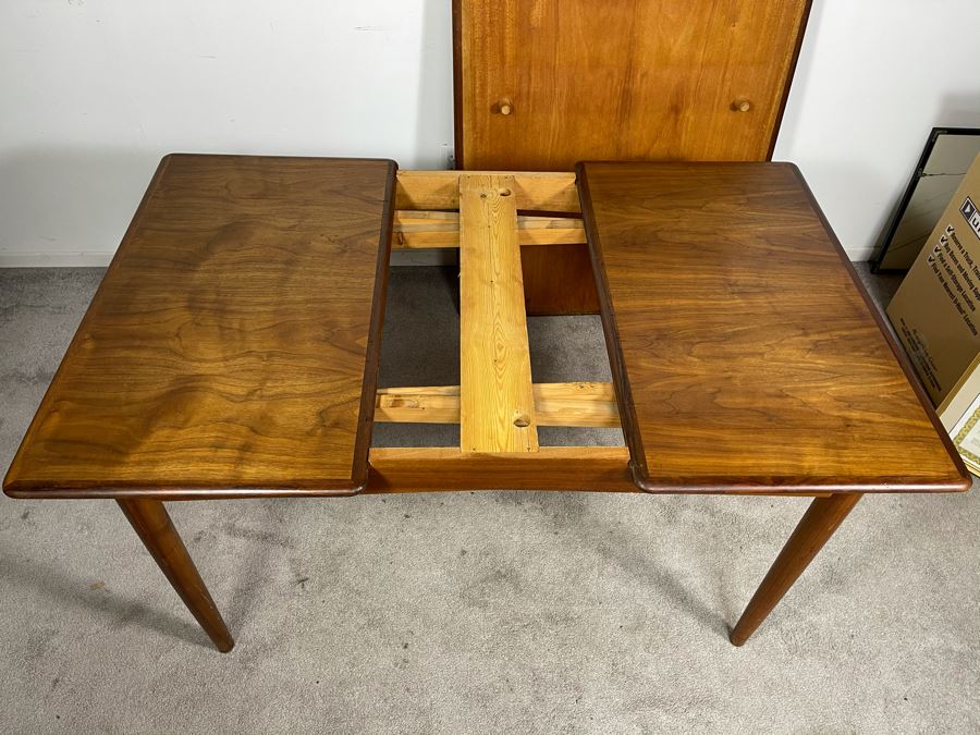 Mid-Century Danish Modern Teak Dining Table With Built-In Leaves Imported By Edgaard Inc Los Angeles, CA 55W (W/O Leaves) X 35D X 29H (Built-In Leaves Extend Table 38') [Photo 5]