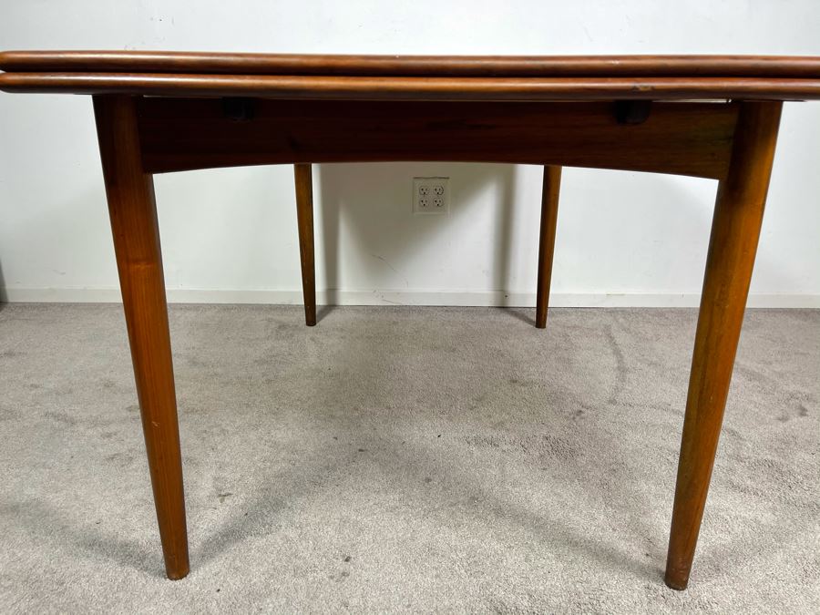 Mid-Century Danish Modern Teak Dining Table With Built-In Leaves Imported By Edgaard Inc Los Angeles, CA 55W (W/O Leaves) X 35D X 29H (Built-In Leaves Extend Table 38') [Photo 15]