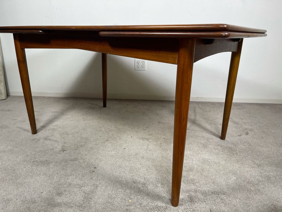Mid-Century Danish Modern Teak Dining Table With Built-In Leaves Imported By Edgaard Inc Los Angeles, CA 55W (W/O Leaves) X 35D X 29H (Built-In Leaves Extend Table 38') [Photo 12]