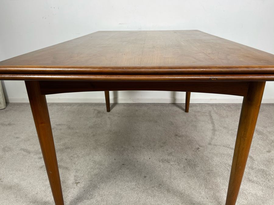 Mid-Century Danish Modern Teak Dining Table With Built-In Leaves Imported By Edgaard Inc Los Angeles, CA 55W (W/O Leaves) X 35D X 29H (Built-In Leaves Extend Table 38') [Photo 17]
