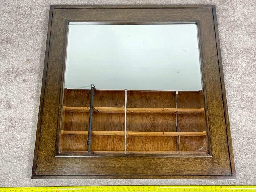 Contemporary Modern Beveled Glass Wall Mirror (Matches Dresser) By Lexington Collonade Design 40W X 40H Solid Wood Retailed For $629 [Photo 2]