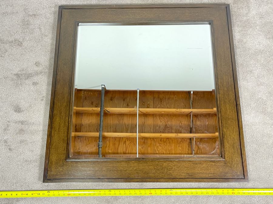 Contemporary Modern Beveled Glass Wall Mirror (Matches Dresser) By Lexington Collonade Design 40W X 40H Solid Wood Retailed For $629 [Photo 3]