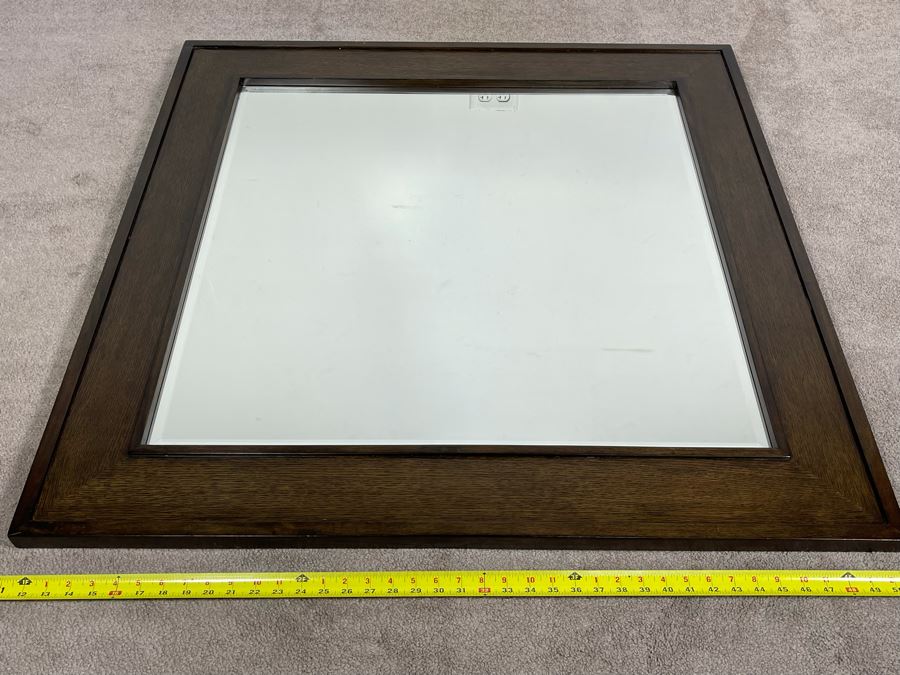 Contemporary Modern Beveled Glass Wall Mirror (Matches Dresser) By Lexington Collonade Design 40W X 40H Solid Wood Retailed For $629 [Photo 4]
