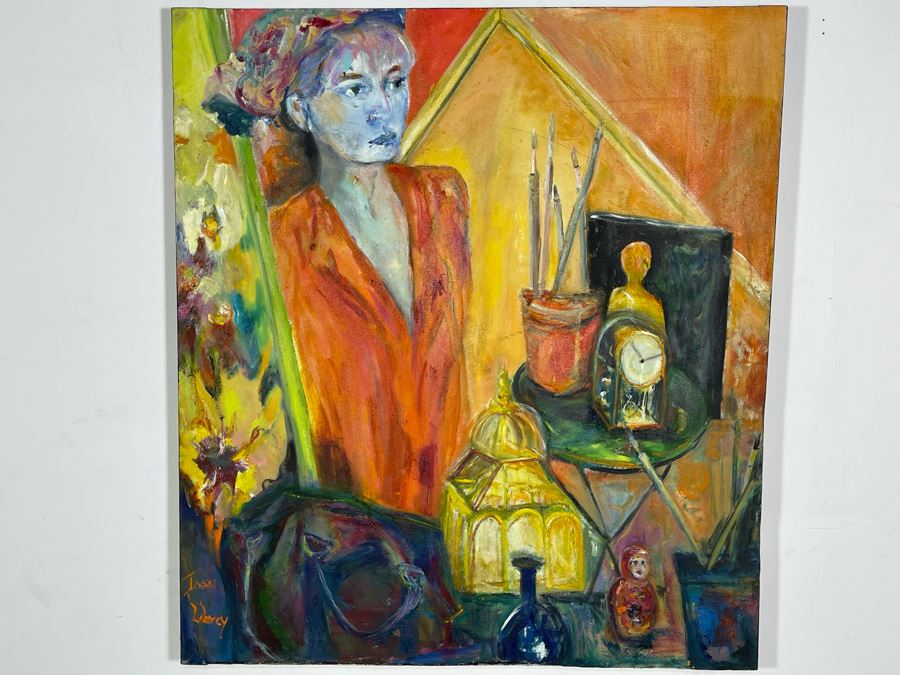 Large Original Joan Lohrey Signed Painting On Canvas 36 X 40 [Photo 2]