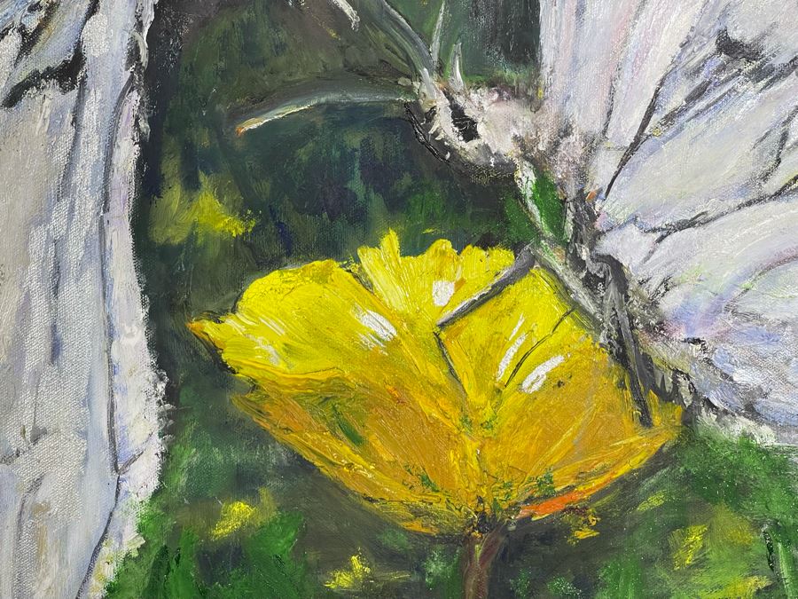 Original Framed Joan Lohrey Signed Painting On Canvas Of Butterflies 30 X 24 [Photo 4]