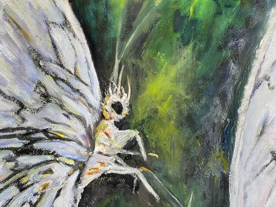 Original Framed Joan Lohrey Signed Painting On Canvas Of Butterflies 30 X 24 [Photo 6]