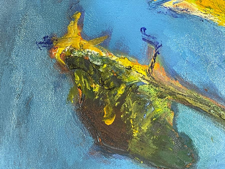 Large Original Framed Joan Lohrey Signed Painting On Canvas Of Sunflowers 22 X 34 [Photo 10]