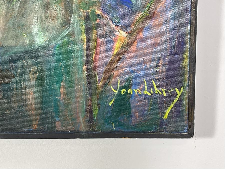 Large Original Framed Joan Lohrey Signed Painting On Canvas Of Sunflowers 22 X 34 [Photo 7]