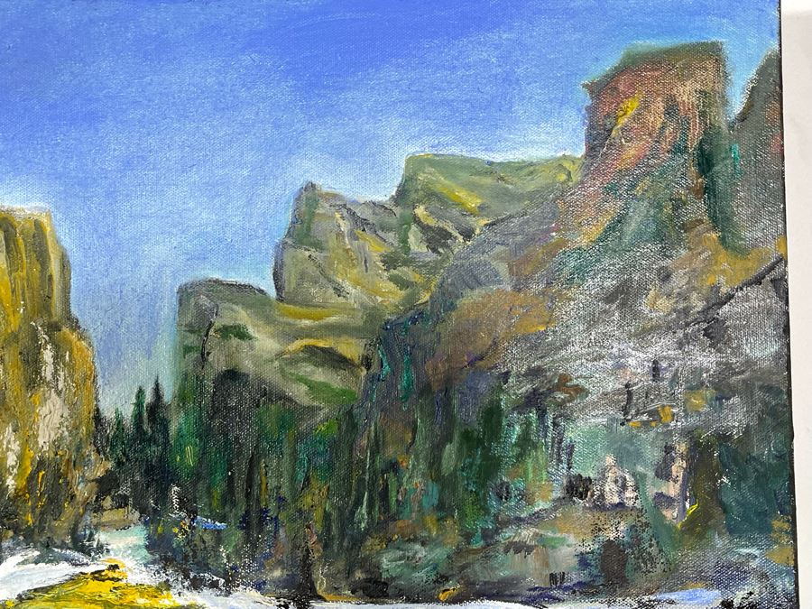 Original Joan Lohrey Signed Painting On Canvas Of Mountain River Scene 30 X 24 [Photo 8]