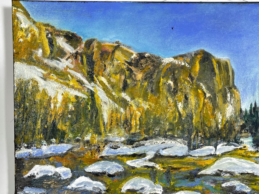 Original Joan Lohrey Signed Painting On Canvas Of Mountain River Scene 30 X 24 [Photo 6]